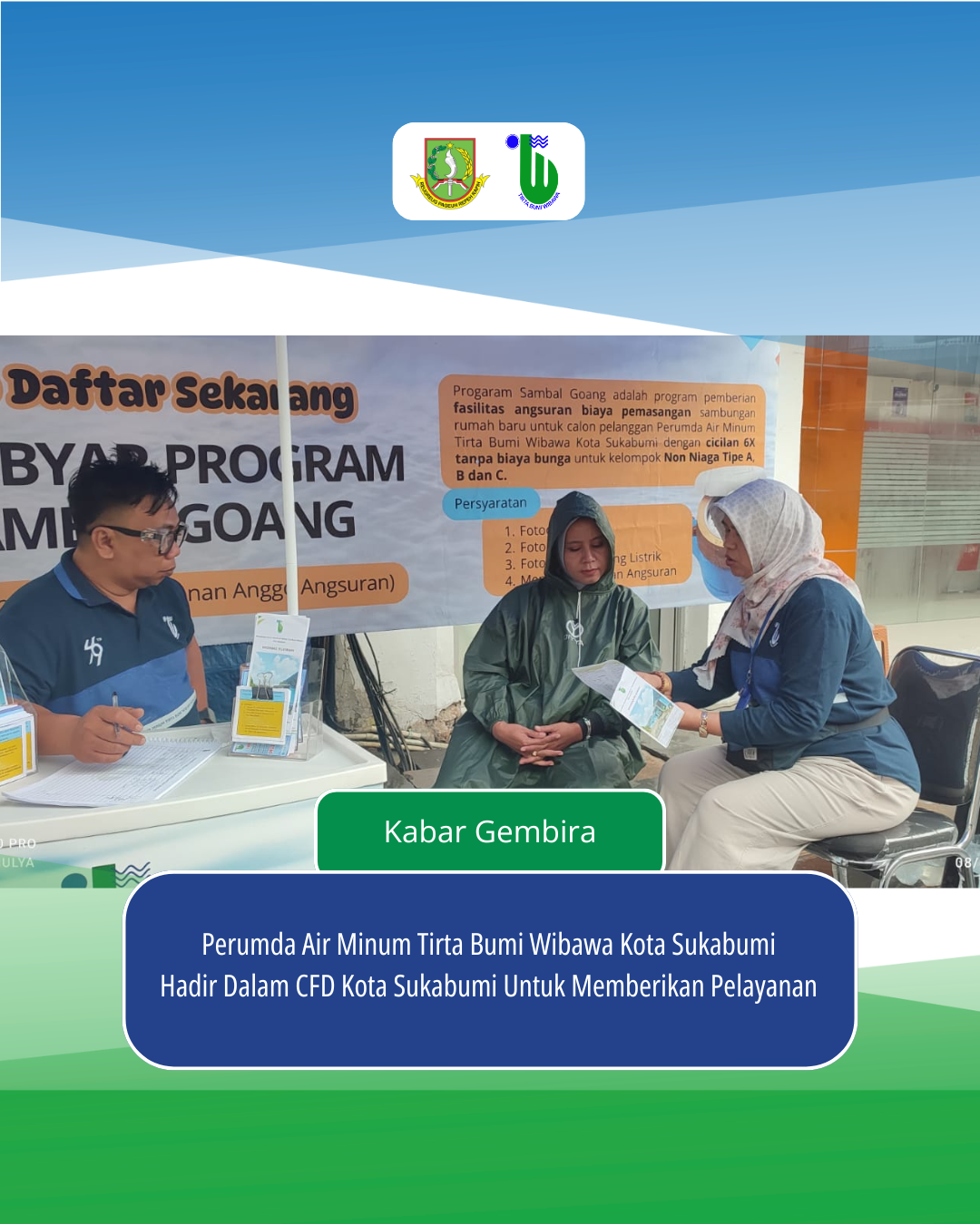 Kabar Gembira, Perumda Air Minum Tirta Bumi Wibawa Kota Sukabumi Hadir Dalam CFD Kota Sukabumi Untuk Memberikan Pelayanan