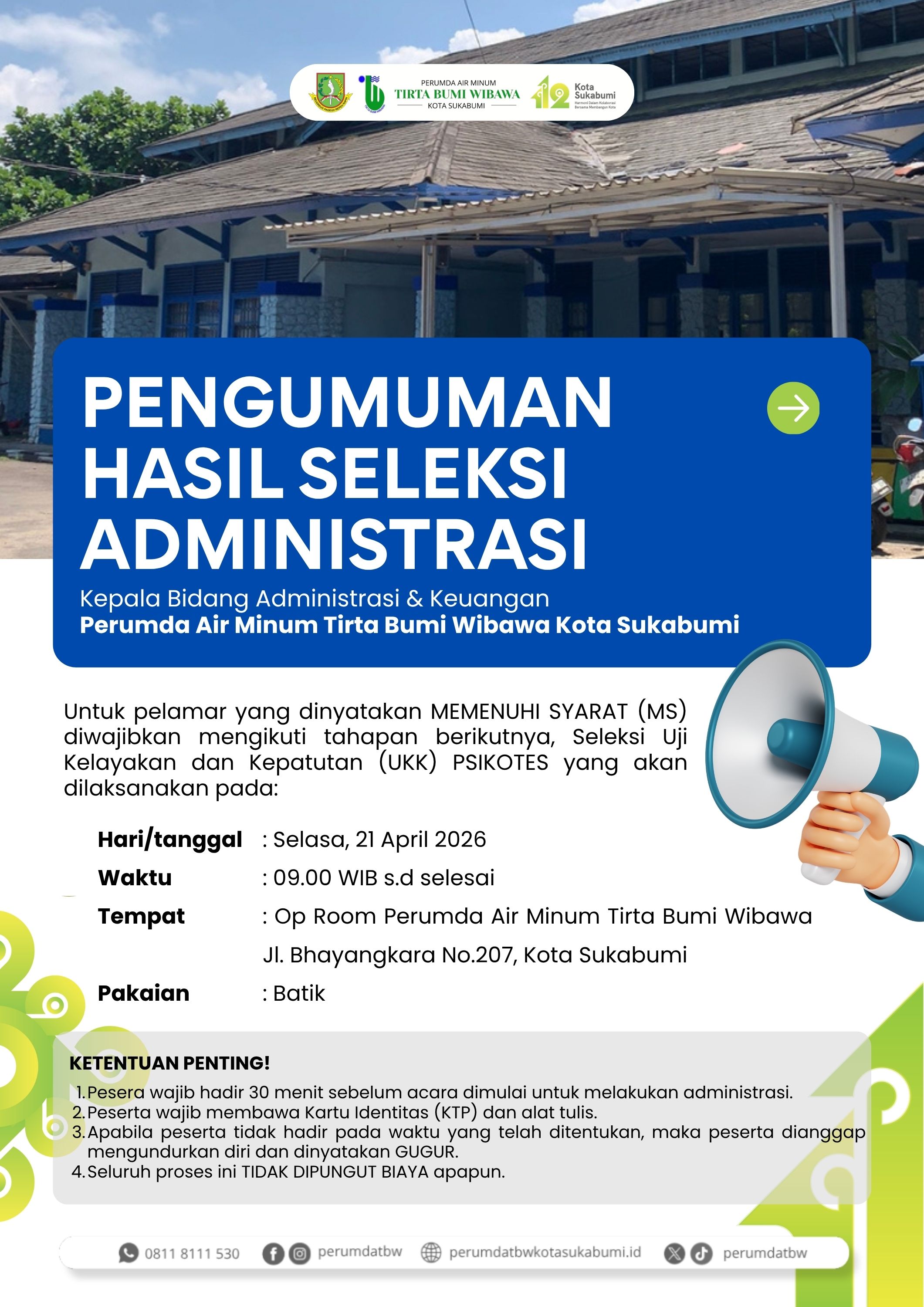 HASIL VERIFIKASI DOKUMEN PENDAFTARAN SELEKSI CALON KEPALA BIDANG ADMINISTRASI & KEUANGAN