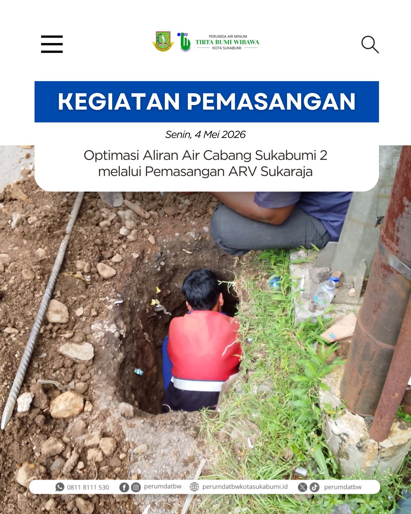 Perumda Tirta Bumi Wibawa Lakukan Pemasangan ARV di Sukaraja Guna Optimalkan Aliran Air