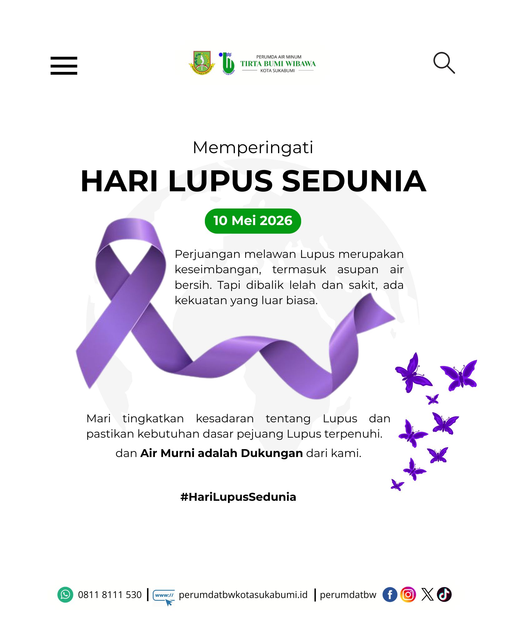 Memperingati Hari Lupus Sedunia 2026 Air Murni Adalah Bentuk Dukungan Nyata